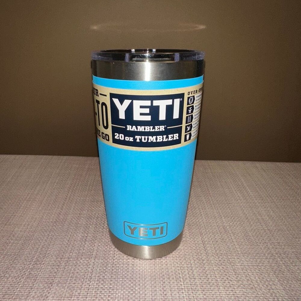 Yeti Rambler Tumbler 20oz with Magslider Lid Discontinued Reef Blue NWT